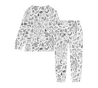 Ensembles de NoëL pour Enfants Ensemble de vêtements d'intérieur peints à la main pour enfants,ensembles pyjamas à colorier garçons et filles avec lesquels ils peuvent jouer et porter(White,9-10 Ans)