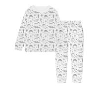 Ensembles de NoëL pour Enfants Ensemble de vêtements d'intérieur peints à la main pour enfants,ensembles pyjamas à colorier garçons et filles avec lesquels ils peuvent jouer et porter(Beige,6-7 Ans)