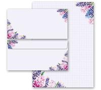 Ensembles de papeterie Fleurs & Pétales, JACINTHES 100 feuilles de papier à lettres et 100 enveloppes DIN LONG sans fenêtre