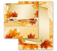 Ensembles de papeterie Papeterie avec enveloppe Saisons - Automne, FEUILLES D?AUTOMNE 50 feuilles de papier à lettres et 50 enveloppes DIN LONG sans fenêtre | Paper-Media