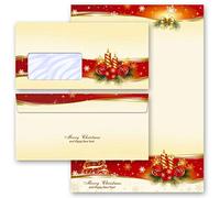 Ensembles de papeterie Papeterie de Noël Noël, PACIFIQUES DE NOËL 100 feuilles de papier à lettres et 100 enveloppes DIN LONG avec fenêtre | Paper-Media