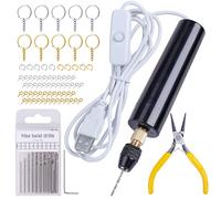 Ensembles De Perceuses Électriques En Résine 74 Pièces, Avec Pince À 3 Mâchoires-Applicable À Une Plus Grande Plage De Perçage (0-3mm), Kit De Fabrication De Porte-Clés