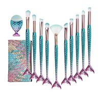 Ensembles de Pinceaux de Maquillage de Sirène, Niziyi 11 pcs Mermaid Lot de Brosse Cosmétique de Maquillage Doux Poils en Nylon Beauté Brosses Kit Fond de Teint Poudre Crème Sourcils Eyeliner