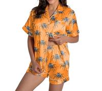 Ensembles de pyjama confortables pour femmes pour Halloween Design élégant à col rond avec motif décoratif Parfait pour les saisons d'automne et d'hiver Polyvalent pour une tenue Corset (Orange, XL)