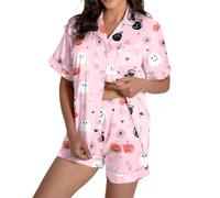 Ensembles de pyjama confortables pour femmes pour Halloween Design élégant à col rond avec motif décoratif Parfait pour les saisons d'automne et d'hiver Polyvalent pour une tenue Body Noir Et (S)