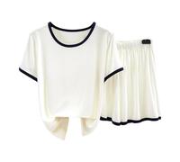 Ensembles de pyjama élégants 2025 pour un confort quotidien. Vêtements de nuit doux et respirants à manches courtes Short pour se détendre en été. Parfait pour se prélasser ou dormir. Robe de nuit en