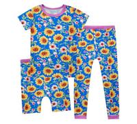 Ensembles de Pyjama Enfant 2-14 Ans Imprimés Dessins Animés Pyjama Tee Shirt+Short+Pantalon Vêtements de Nuit Coton Unisexe Vêtements Décontractés Enfant Idéal pour Toutes (b-Dark Blue, 5-6 Years)