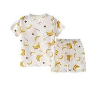 Ensembles de Pyjama Enfant Garçon Coton Léger Pyjamas T Shirt Tops et Pjs Shorts Unisexe Confortable Doux Fille Ado Ensemble vêtements Nuit pour Enfants 8-18 Ans