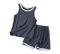 Ensembles de Pyjama Enfant Garçon Court en Coton Hauts et Pantalon Biologique Doux Ensemble Plage T Shirt Vêtement d'intérieur Maison pour Léger D'été