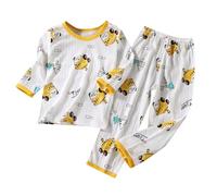 Ensembles de Pyjama Enfant Garçon Ensemble Deux pièces Doux Couleur Unie Coton Biologique Plage T Shirt Tendance et Pratiques Survêtement pour Enfants 8-18 Ans