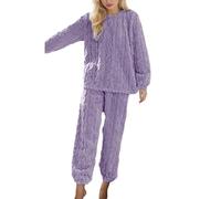 Ensembles de Pyjama Femme en Polaire Hiver Chaud Vêtement de Nuit à Manches Longues Doux Pyjama Pilou Pilou Combinaison Pyjama Filles Flanelle Loungewear Sleepwear Vêtements (Purple #1, One Size)