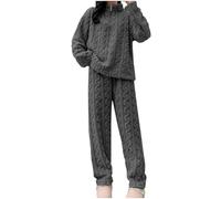 Ensembles de Pyjama Femme en Polaire Hiver Chaud Vêtement de Nuit à Manches Longues Doux Pyjama Pilou Pilou Combinaison Pyjama Filles Flanelle Loungewear Sleepwear Vêtements Ensemble de 2 pièces