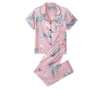 Ensembles De Pyjama Femme Ensembles Deux Pièces Nuisette Satin Mi Saison Nightwear Femmes Basics Fashion Set Pijama Manches Longues Bouton Tee Pantalon Vetement Vert Ensemble Homewear