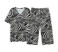 Ensembles De Pyjama Femme Été Ete Coton Léger Ensemble Chic Court Grande Taille Bas Short Manches Courtes Col V Pantalon En À Longues Pijamas Vêtements Nuit 2 Pieces Satin Pantacourt,i-Blanc,5XL