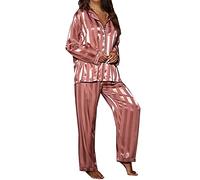 Ensembles De Pyjama Femme Manches Longues Col en V Sexy Boutonné Grande Taille Imprimé à Pois Coton Pyjama Pantalon Automne Et Hiver Respirant Doux VêTements De Nuit 2 PièCes