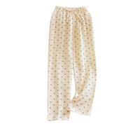 Ensembles De Pyjama Femme,Pantalon De Pyjama pour Femme, Pantalon De Détente Long et Large avec Cordon De Serrage, Pantalon En Coton Super Doux pour Femme, Pyjama D'Halloween, Cadeaux De Noël Beig