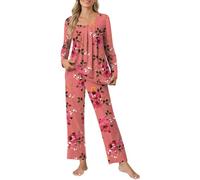 Ensembles De Pyjama Femme Set Deux Pièces Pijama Mi Saison Homewear Womens Confortable Salon Sets Pjs Manches Longues Boutonnée Debardeur Pantalon Vetements Vert Ensemble Loungewear