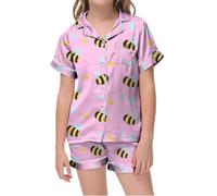 Ensembles de Pyjama Fille Pyjama Court imprimé col V pour Enfants,vêtements de Nuit Confortables pour garçons et Filles,vêtements détente Doux Le Quotidien(6-7 Ans)