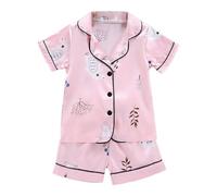 Ensembles de Pyjama FillePyjama de Dessin animé pour Tout-Petits,vêtements Nuit Courts pour garçons et Filles,Hauts à Manches + Shorts bébés,Tenues et Ensemble Filles(18-24 Mois)