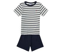 Petit Bateau – Pyjacourt petit garçon en coton à rayures – rayé marine 4A