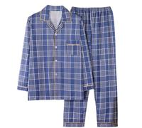 Ensembles De Pyjama Homme - Pyjama Chaud Homme À Carreaux Pyjama Homme Pas Cher Vêtements De Détente Avec Boutons Vêtements D'intérieur