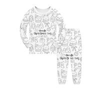 Ensembles De Pyjama NoëL Fille 2-10 Ans Automne Et Hiver Costume Enfant La Mode DéContracté Ample Costume Pantalon à Manches Longues Enfant Fille Mignon Impression Festival (White, 5-6 Ans)