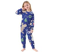 Ensembles De Pyjama NoëL Fille 2-10 Ans Quatre Saisons Ensemble Enfant Fille Mignon La Mode ImpriméS Dessins AniméS Costume Pantalon à Manches Longues DéContracté Ample (Blue, 7-8 Ans)