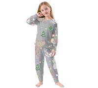 Ensembles De Pyjama NoëL Fille 2-10 Ans Quatre Saisons Ensemble Enfant Fille Mignon La Mode ImpriméS Dessins AniméS Costume Pantalon à Manches Longues DéContracté Ample (Grey, 9-10 Ans)