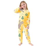 Ensembles De Pyjama NoëL Fille 2-10 Ans Quatre Saisons Ensemble Enfant Fille Mignon La Mode ImpriméS Dessins AniméS Costume Pantalon à Manches Longues DéContracté Ample (Yellow, 4-5 Ans)