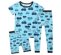 Ensembles de Pyjama pour Enfants Tenues et Ensembles pour garçons de 2 à 14 Ans,Ensemble Pyjama Confortable à col Rond et Manches Courtes avec Taille élastique,Un Usage Quotidien(Light Blue,9-10 Ans)