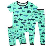 Ensembles de Pyjama pour Enfants Tenues et Ensembles pour garçons de 2 à 14 Ans,Ensemble Pyjama Confortable à col Rond et Manches Courtes avec Taille élastique,Un Usage Quotidien(Mint Green,2-3 Ans)