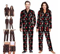 Ensembles de pyjamas personnalisés assortis pour couple avec photo du visage du mari et de la femme - Pyjamas drôles et moches pour couple, Taille unique