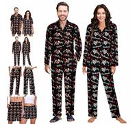 Ensembles de pyjamas personnalisés assortis pour couple avec photo - Vêtements de nuit personnalisés avec visage du mari et de la femme - Pyjamas amusants et moches pour couple, Taille unique