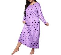 Ensembles de Pyjamas pour Femmes en Coton Manches Longues Vêtements de Nuit Manches Longues pour Femmes UK Nuisettes Plus Taille Longue Nuisettes d'été Longues Nuisettes de Nuit Robes de Nuit pour
