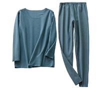 Ensembles de Pyjamas pour Hommes, Printemps Automne Johns Longs Hommes Buste Grande Taille en Coton Ample sous-vêtements Chauds Xl-9XL 9XL140-165kg Bleu Ciel