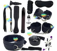 Ensembles De Remise En Forme 12pcs Avec RéGlable, Combinaison De Masque D'œIl De Sommeil + Corde De Nylon, Cadeaux De Couple-Accessoires D'éTirement-D-3 (Noir)