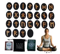 Ensembles de Runes | 25pcs Wooden Rune Pierres pour Divination, méditation et Orientation spirituelle - Outils de Divination ' avec Sac et Manuel de Stockage, Jeu Runes mythologique Nordique p
