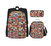 Ensembles de sacs à dos 3 pièces cartable garçons adolescents (ensemble de capsules de bouteilles de bière du monde) sac de livre + sac à déjeuner + trousse à crayons mignon sac à dos collège travai