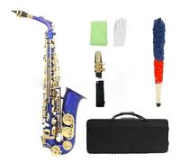 Ensembles De Saxophones Saxophone Alto Bleu En Mi Bémol Corps Laiton Et Motif Gravé Pour Une Performance Professionnelle(Seashell button)