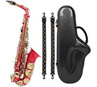 Ensembles De Saxophones Saxophone Alto Rouge En Mi Bémol Laiton Avec Sangle Et Autres Accessoires(2)