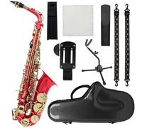 Ensembles De Saxophones Saxophone Alto Rouge En Mi Bémol Laiton Avec Sangle Et Autres Accessoires(3)
