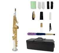 Ensembles De Saxophones Saxophone Soprano En Si Bémol Plaqué Argent Clé Dorée Tube Droit Instrument De Scène Professionnel