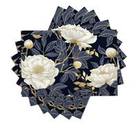 Ensembles De Sets De Table Fleurs Blanches Set De Table en Coton Et Lin Antidérapant Et Lavable pour La Cuisine Intérieure Et Extérieure 45X30Cm