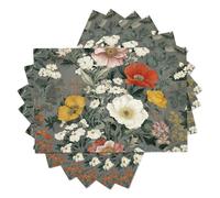 Ensembles De Sets De Table Fleurs Rétro Set De Table en Coton Et Lin Antidérapant Et Lavable pour La Cuisine Intérieure Et Extérieure 45X30Cm