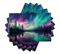 Ensembles De Sets De Table Magnifique Aurore Boréale Set De Table en Coton Et Lin Antidérapant Et Lavable pour La Cuisine Intérieure Et Extérieure 45X30Cm