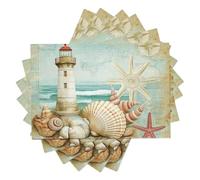 Ensembles De Sets De Table Phare De Coquillage Set De Table en Coton Et Lin Antidérapant Et Lavable pour La Cuisine Intérieure Et Extérieure 45X30Cm