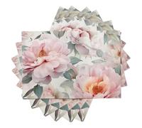 Ensembles De Sets De Table Pivoine Aquarelle Set De Table en Coton Et Lin Antidérapant Et Lavable pour La Cuisine Intérieure Et Extérieure 45X30Cm