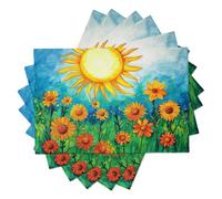 Ensembles De Sets De Table Tournesol Set De Table en Coton Et Lin Antidérapant Et Lavable pour La Cuisine Intérieure Et Extérieure 45X30Cm