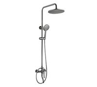 Ensembles de showershower à main avec douche aérienne gris, laiton rond de pluie de douche de douche douche mélangeur de douche résistant en calcaire LWX