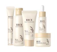 Ensembles De Soins De La Peau De Riz - Éclaircissement, Ensemble De Soins De La Peau Avec Nettoyant, Toner, Sérum, Crème Pour Le Visage Et Crème Pour Les Yeux Pour Les Femmes Adolescentes Et Amis